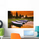 Boats And Cottage At Dusk Wall Mural
