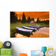 Boats And Cottage At Dusk Wall Mural