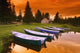 Boats And Cottage At Dusk Wall Mural