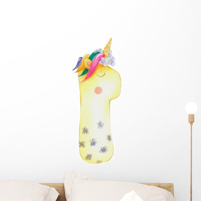 One Year Old Unicorn Wall Decal shown on a wall