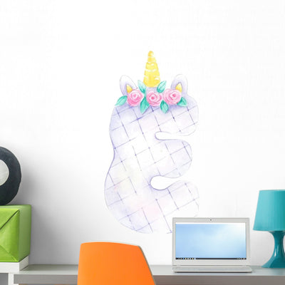 Three Years Old Unicorn Wall Decal shown on a wall