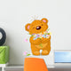 Teddy bear giving a bouquet Wall Decal