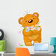 Teddy bear giving a bouquet Wall Decal