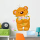 Teddy bear giving a bouquet Wall Decal