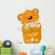 Teddy bear giving a bouquet Wall Decal