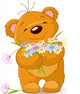 Teddy bear giving a bouquet Wall Decal