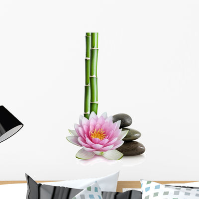 Lotus Flower Stones and Wall Decal shown on a wall