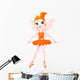 Rainbow Colors Ballerinas Series Orange Ballerina Wall Decal