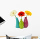 Flowers in Vases Isolated on White Background Wall Decal
