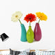 Flowers in Vases Isolated on White Background Wall Decal