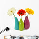Flowers in Vases Isolated on White Background Wall Decal