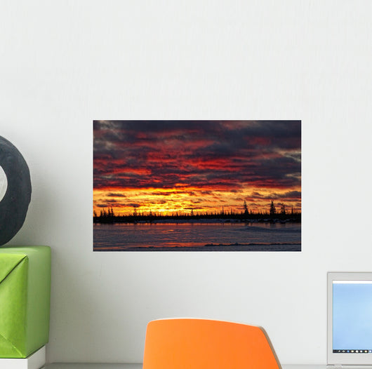 Sunset Over Dymond Lake, Manitoba Near Churchill Wall Mural