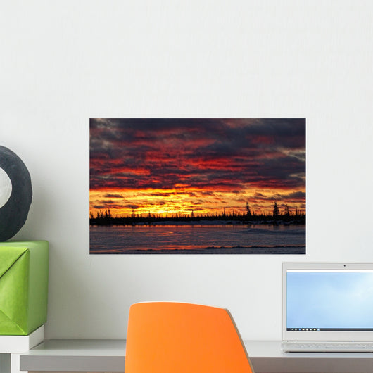 Sunset Over Dymond Lake, Manitoba Near Churchill Wall Mural