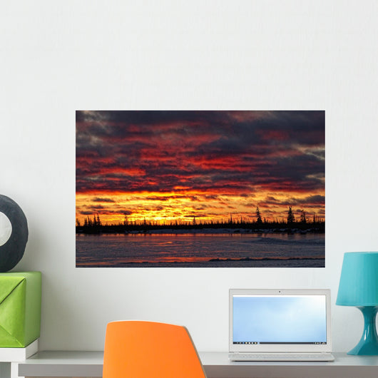 Sunset Over Dymond Lake, Manitoba Near Churchill Wall Mural