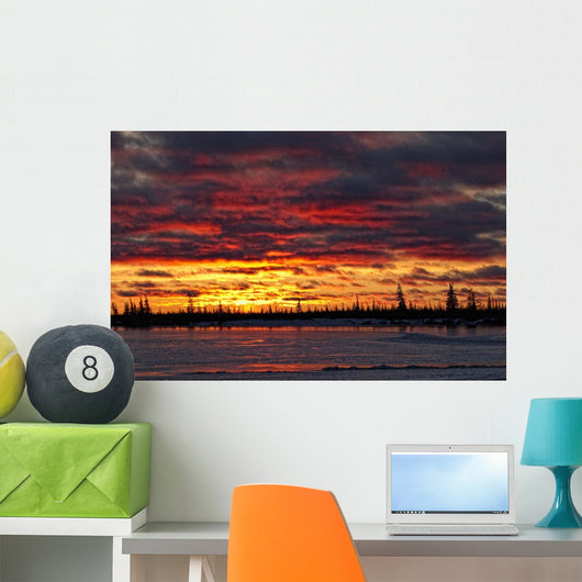 Sunset Over Dymond Lake, Manitoba Near Churchill Wall Mural