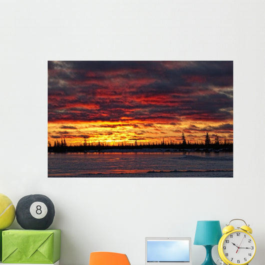Sunset Over Dymond Lake, Manitoba Near Churchill Wall Mural
