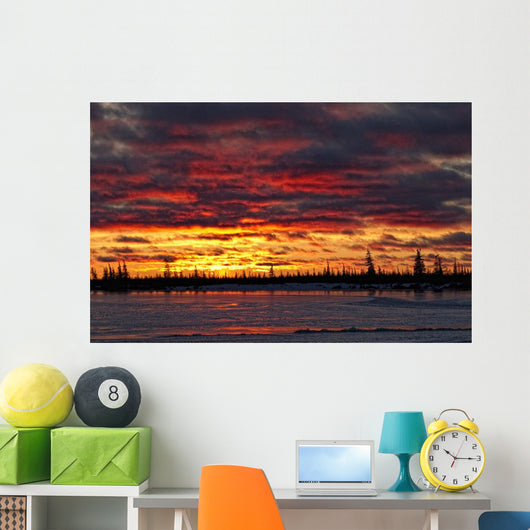 Sunset Over Dymond Lake, Manitoba Near Churchill Wall Mural
