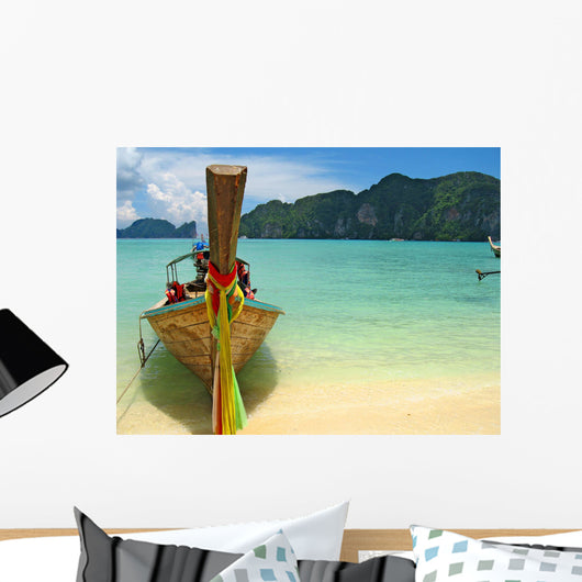 Thai Boat and Beach Wall Mural