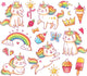 Magic Unicorn Cats Wall Decal Sticker Set