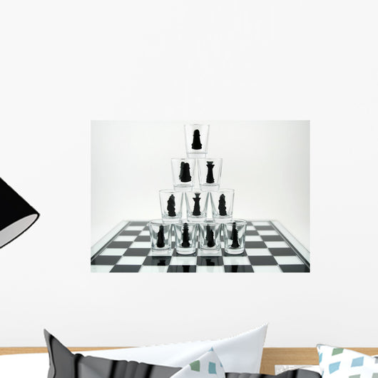 Stack of Chess Shot Glasses Wall Decal