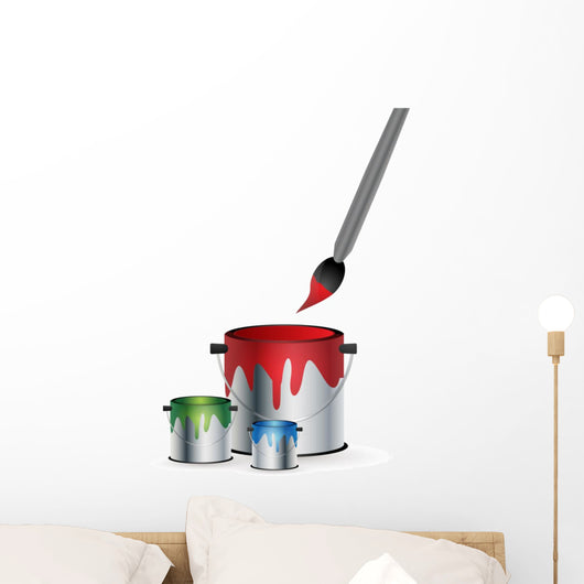 RGB paint tin with brush Wall Decal