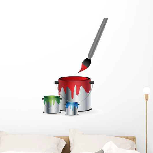 RGB paint tin with brush Wall Decal