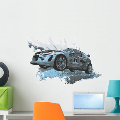 Car Racing Wall Decal shown on a wall