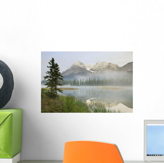 Whitegoat Lake And Mount Elliot, Kootenay Plains, Alberta, Canada Wall Mural
