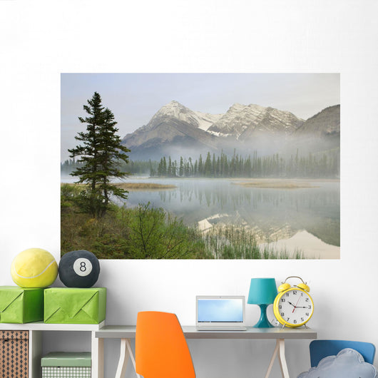 Whitegoat Lake And Mount Elliot, Kootenay Plains, Alberta, Canada Wall Mural