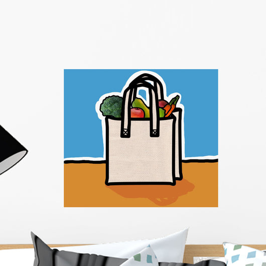 Cloth Shopping Bag With Vegetables Wall Mural