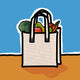 Cloth Shopping Bag With Vegetables Wall Mural