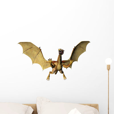 Golden Dragon Wall Decal shown on a wall