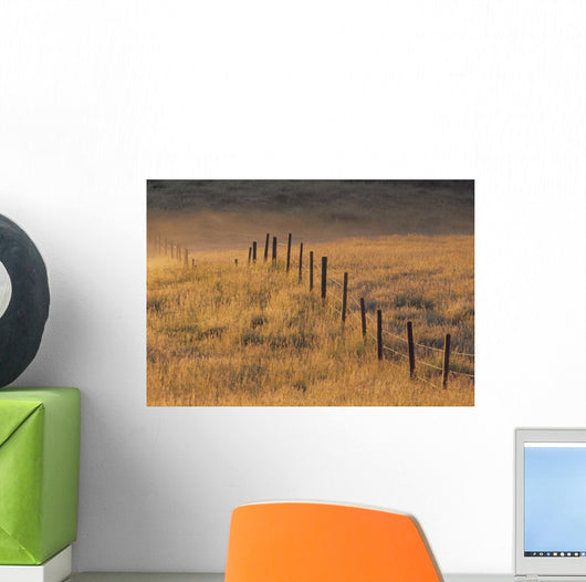 Fence In Pasture Near Cochrane, Alberta, Canada Wall Mural