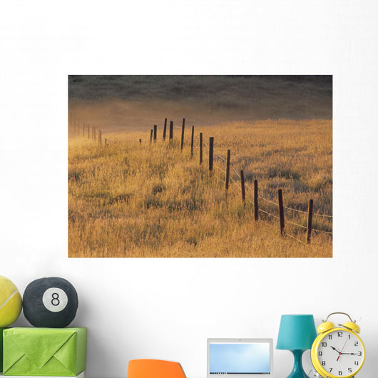 Fence In Pasture Near Cochrane, Alberta, Canada Wall Mural
