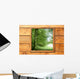 Wooden window jungle green forest view Wall Mural