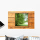 Wooden window jungle green forest view Wall Mural