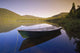 View Of Boat At Lebreux Lake At Sunset, Quebec Wall Mural