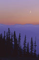 Crescent Moon Rises In Sunset Over Mountains, Whistler, Bc Canada Wall Mural