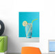 Clear Glass Of Water With Lemon And Drinking Straw Wall Mural