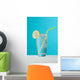 Clear Glass Of Water With Lemon And Drinking Straw Wall Mural