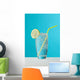Clear Glass Of Water With Lemon And Drinking Straw Wall Mural