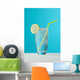 Clear Glass Of Water With Lemon And Drinking Straw Wall Mural