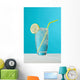 Clear Glass Of Water With Lemon And Drinking Straw Wall Mural