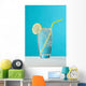 Clear Glass Of Water With Lemon And Drinking Straw Wall Mural