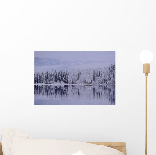 Early Winter Snow Greys The Trees Wall Mural