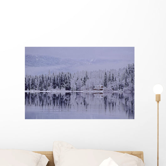 Early Winter Snow Greys The Trees Wall Mural