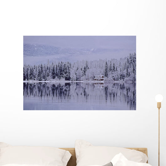 Early Winter Snow Greys The Trees Wall Mural