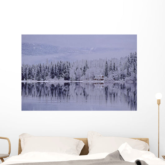 Early Winter Snow Greys The Trees Wall Mural
