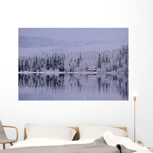 Early Winter Snow Greys The Trees Wall Mural