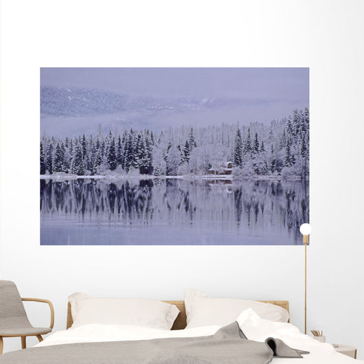 Early Winter Snow Greys The Trees Wall Mural